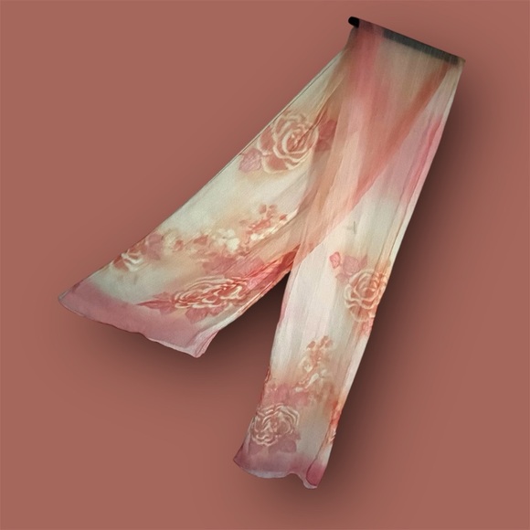 70's Vintage Mystery Scarf in Sheer Shades of Orange Sherbets & Cream ~ Perfect - Picture 14 of 16